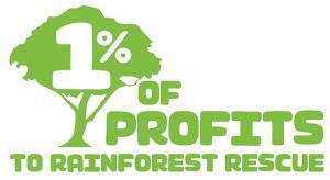 1% Of Profits to Rainforest Rescue Logo