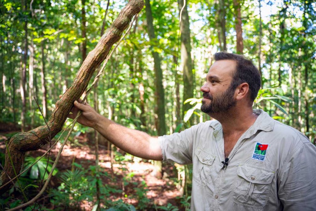 Justin McMahon from Rainforest Rescue at Lot 18—Rainforest Rescue's 38th rescued property.