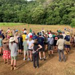 Volunteers receiving instructions from Justin McMahon