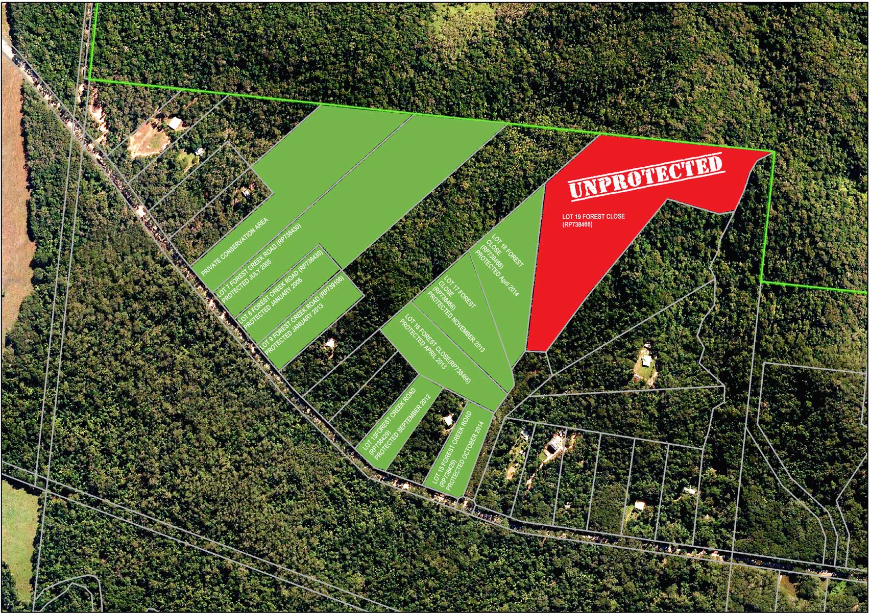 Lot 19 Forest Close and the properties it connects