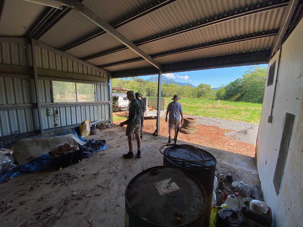 Cleaning out the shed at the New Native Nursery site