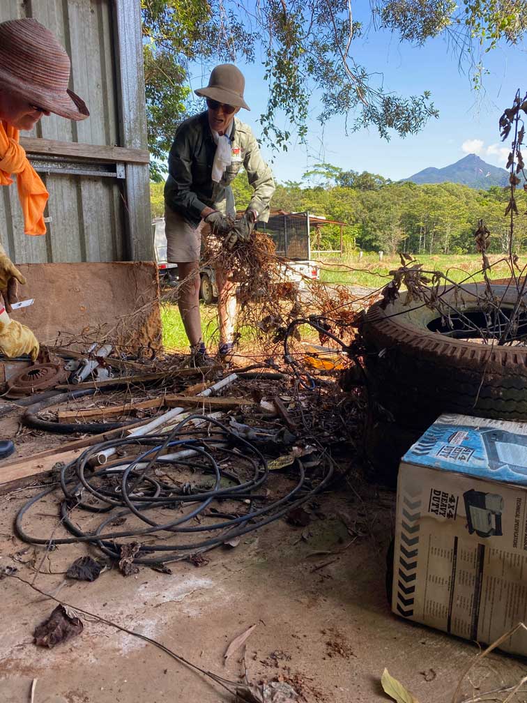 Cleaning out the shed at the New Native Nursery site