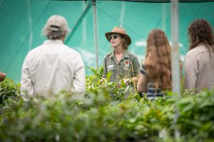 Nursery Manager, Marine Deliens guides people through the new Rainforest Rescue Native Nursery