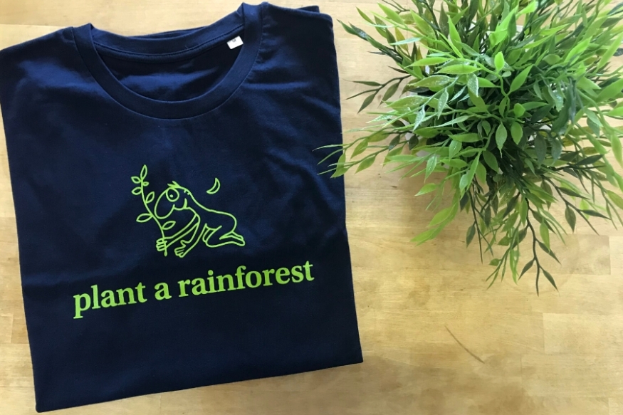 navy plant a rainforest tshirt with green print
